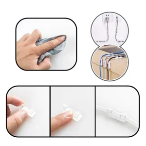 Cârlige Organizare Cabluri Transparente din Plastic, Set 20 Buc
