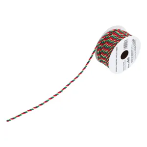 Siret decorativ de Craciun, Impletit, 4m, Rosu Verde Auriu