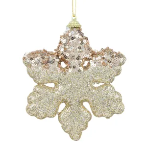 Ornament de Crăciun din spumă cu glitter și paiete bej