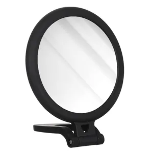 Oglinda de Buzunar Rotunda cu Maner Pliabil, Neagra, Ø10x19 cm, Dubla (1x si 3x)