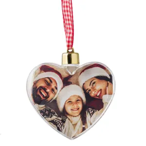 Ornament Inimă Transparentă pentru Brad de Crăciun cu Fotografie
