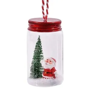 Ornamente Brad de Craciun în Borcan Transparent cu Capac Metalic