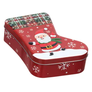 Cutie Metalică Crăciun Model Moș Crăciun Carouri Roșii