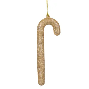 Ornament Brad de Craciun Baston cu Glitter Bej