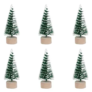 Brazi Decorativi de Crăciun Verzi Glitter 7cm - Set de 6 Bucăți