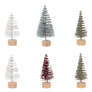 Brazi Decorativi de Crăciun cu Zăpadă Glitter Alb Argintiu și Roșu, Set 6 Bucăți