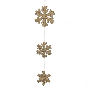 Decorațiune Crăciun Suspendabilă Fulgi Spumă Bej cu Glitter Set 3