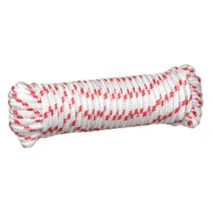 Snur universal din poliester, 15 m x 8 mm, alb-roșu
