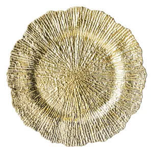 Platou Decorativ Crăciun Rotund Auriu 32.5cm Plastic