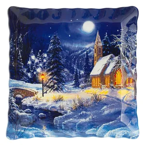Farfurie Crăciun Sticlă Noapte Albastră 25x25 cm pentru vase