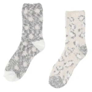 Sosete Pufoase Animal Print Ecru Gri pentru Femei