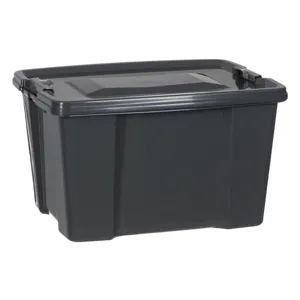 Cutie de depozitare plastică 30L gri cu capac