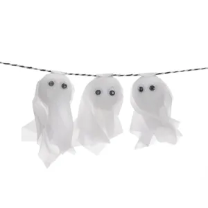 Ghirlanda decorativa de Halloween cu 9 figurine fantoma, 1.5m, alba