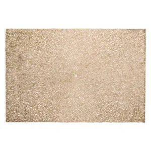 Suport farfurie PVC auriu cu model de Crăciun 45x30 cm