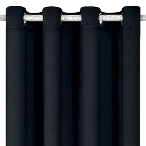 Draperie decorativa neagra, cu inele, 140x260 cm, blackout
