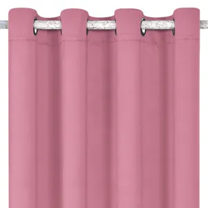 Draperie Poliester Model Decorativ Roz Dimensiune 140x260cm cu Inele
