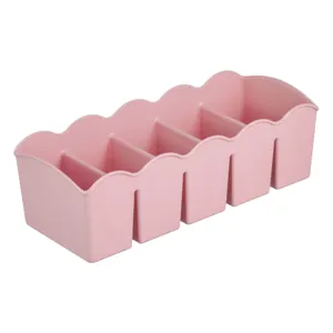 Organizator de sertare cu 5 compartimente, Roz, Plastic, 23x10x7.5 cm