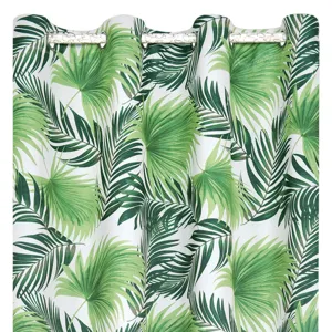 Perdea Decorativa Ecru Frunze Tropicale cu Inele 140x260cm