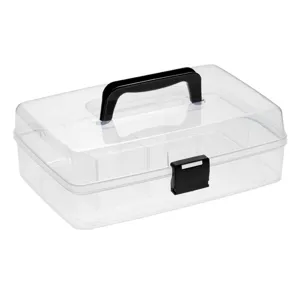 Cutie de depozitare din plastic transparent cu mâner, 29.5x19.5x8.5 cm
