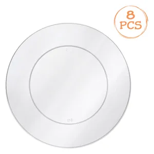 Set Farfurii Intinse din Plastic Transparent, 8 buc, 15 cm
