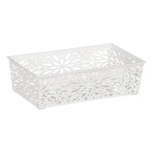 Cos de depozitare plastic cu model floral perforat 1.1 L