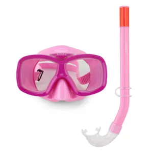 Set Mască și Tub de Înot pentru Copii, Roz Fucsia, 6-12 Ani
