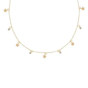 Colier aurie cu stele și strass-uri strălucitoare - Accesoriu elegant