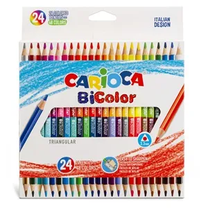 Creioane colorate duble, 24 bucăți, 48 culori, formă triunghiulară