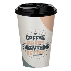 Pahar cafea din plastic 500ml cu capac și gură de scurgere