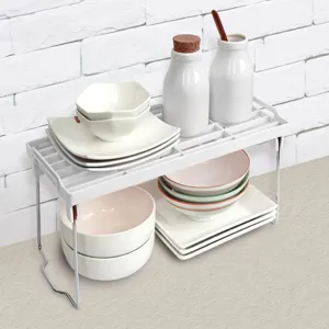 Raft Pliabil din Plastic Alb cu Picioare Metalice 37.5x23.5x18cm