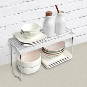 Raft pliabil alb din plastic cu picioare metalice, 30x14x15.5cm