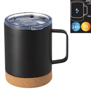 Cana Izoterma din Oțel Inoxidabil Neagră cu Bază din Plută 350ml