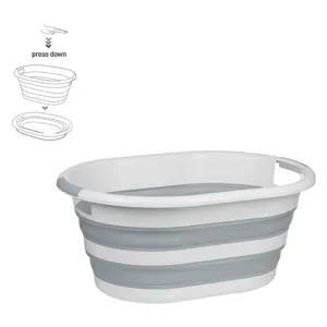 Lighean Pliabil cu Mânere, 38L, Alb-Gri