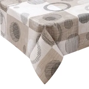 Fata de masa plastifiata, Maro cu model cercuri, 180x140 cm