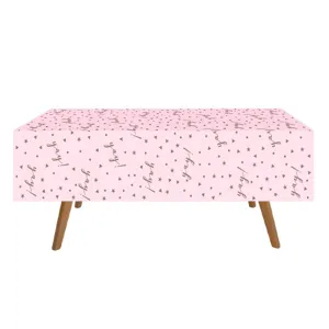 Față de masă din plastic, Roz, cu stele aurii și imprimeu Yay, 180x120 cm