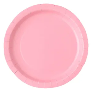 Farfurii din carton roz, set de 10 bucăți, diametru 18 cm
