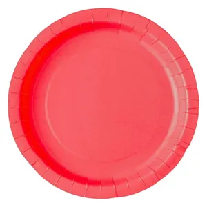 Set de 10 farfurii din carton rosii, diametru 23 cm