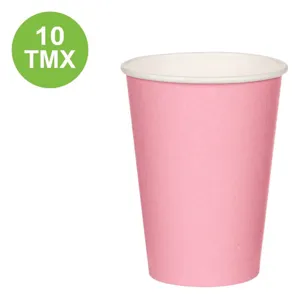 Set de pahare din carton roz, 10 bucăți, 270 ml