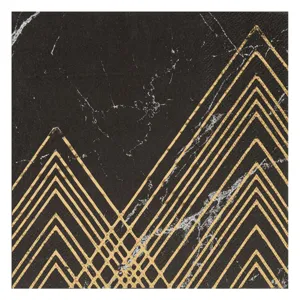 Șervețele de masă Marble Negru cu detalii aurii, set 12 bucăți