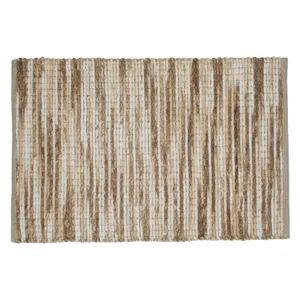 Covoras de baie din bumbac, 80x50 cm, Bej-Maro, Textura Reliefata