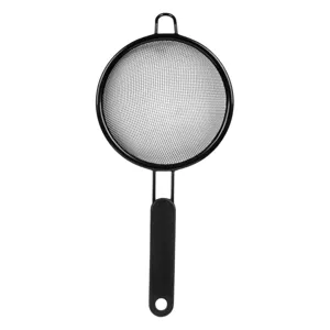 Strecurătoare metalică cu mâner negru, 10 cm pentru bucătărie