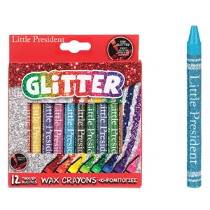 Set creioane cerate subțiri cu glitter, 12 bucăți