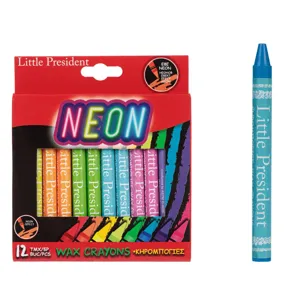 Set creioane cerate neon, 12 bucăți, culori intense pentru desen