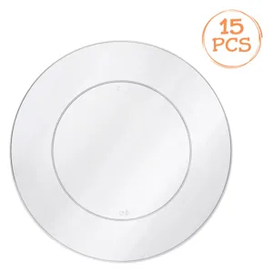 Set Farfurii Transparente Reutilizabile din Plastic, 15 buc, 26 cm