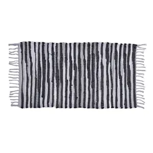 Covor Decorativ Țesut cu Franjuri, Gri-Negru, 80x50 cm