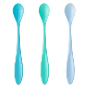 Linguri din plastic pentru bebelusi, Set 3 buc, Albastru, Bleu si Verde, 17 cm