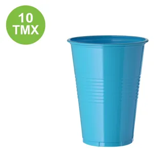 Set 10 Pahare din Plastic Turcoaz de Unica Folosinta 480 ml