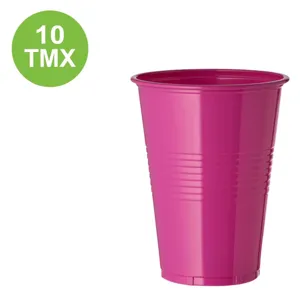 Set 10 Pahare din Plastic de Unica Folosinta, Fucsia, 480 ml