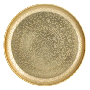 Platou Decorativ Mandala Metal Auriu Diametru 30cm