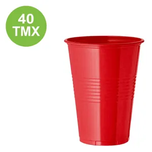 Set pahare plastic roșii 200ml 40 buc